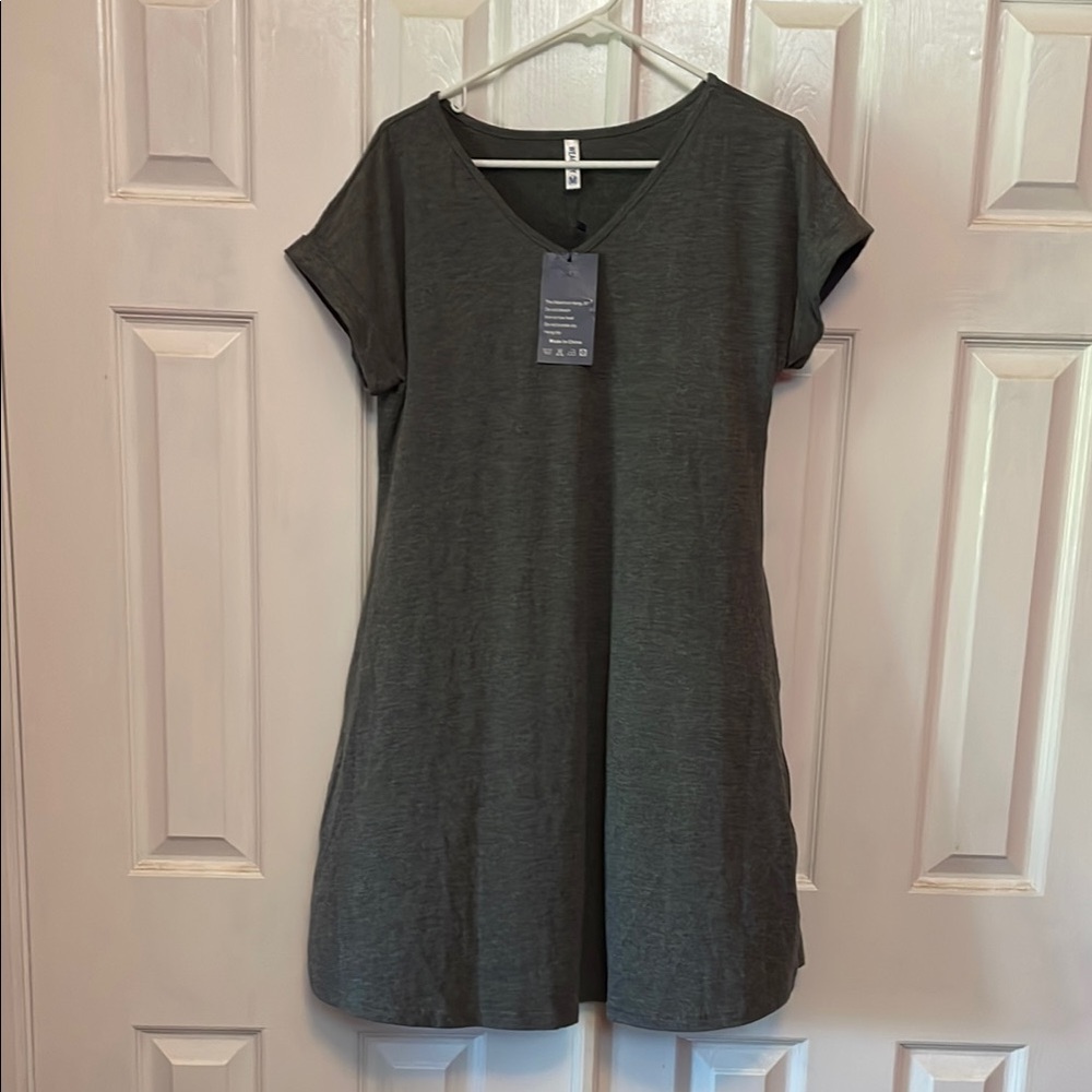 Casual Gray V-Neck Dress